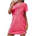 thumbnail image 2 of Sakmal Short Moomoo Womens Nightgown Pink Comfy Mumu Dress Short Sleeve Cat Print Nightgowns for Women, 2 of 5