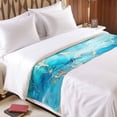 thumbnail image 4 of Bed Runner Scarf for Cal.King Size Bed, Blue Marble Beds Scarf Throws for Foot of Bedding, Modern Abstract Art Luxury Decorative Beds Runners for Bedroom Guestroom, 102"x20", 4 of 8