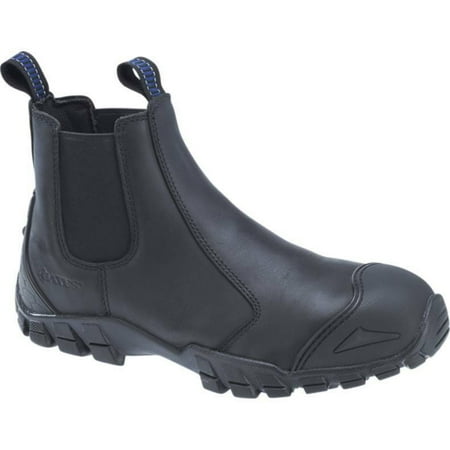 

bates men s chelsea leather shock comp toe slip-on safety black boot