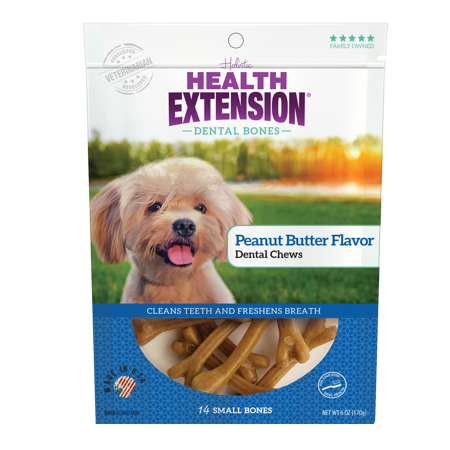 UPC: 0784672108263 | Health Extension Peanut Butter Flavor Dental Bones Dog Treats  14-pack