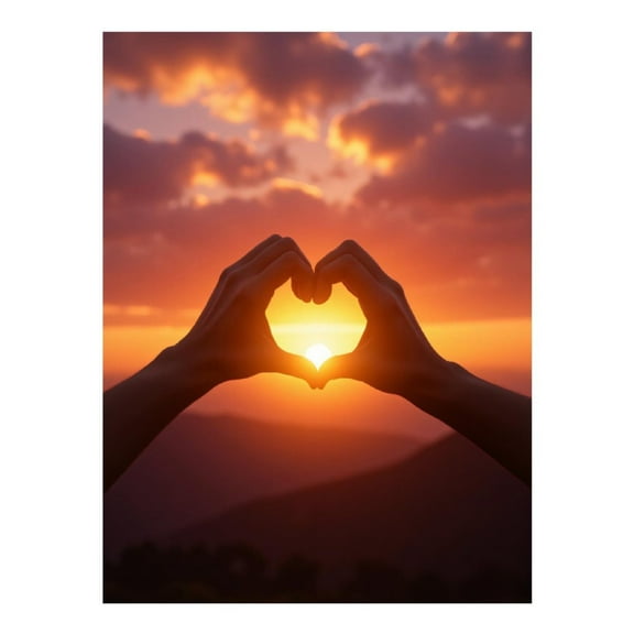 Diamond Art Kits for Adults - 5d Sunset Heart Hands Mountain Horizon Diamond Painting for Adults, Diamond Art for Adults Beginners, Diamond Painting Kits for Adults for Home Wall Decor