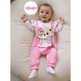 thumbnail image 4 of BemeyourBBs Baby Girl Bear Patch Romper Ruffle Long Sleeve Jumpsuit with Headband, 4 of 9