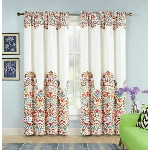 Rooney Sara Curtains Paisley Damask Print Bohemian Style Room Darkening