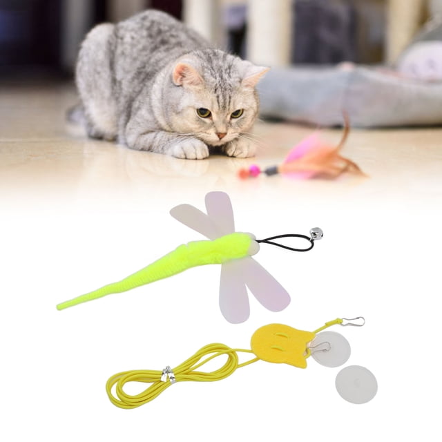 Pet Cat Hanging, Interactive Hook Elastic Toy Adjustable Cord Bell Door Tease Rope And Hair Green Tail Feather