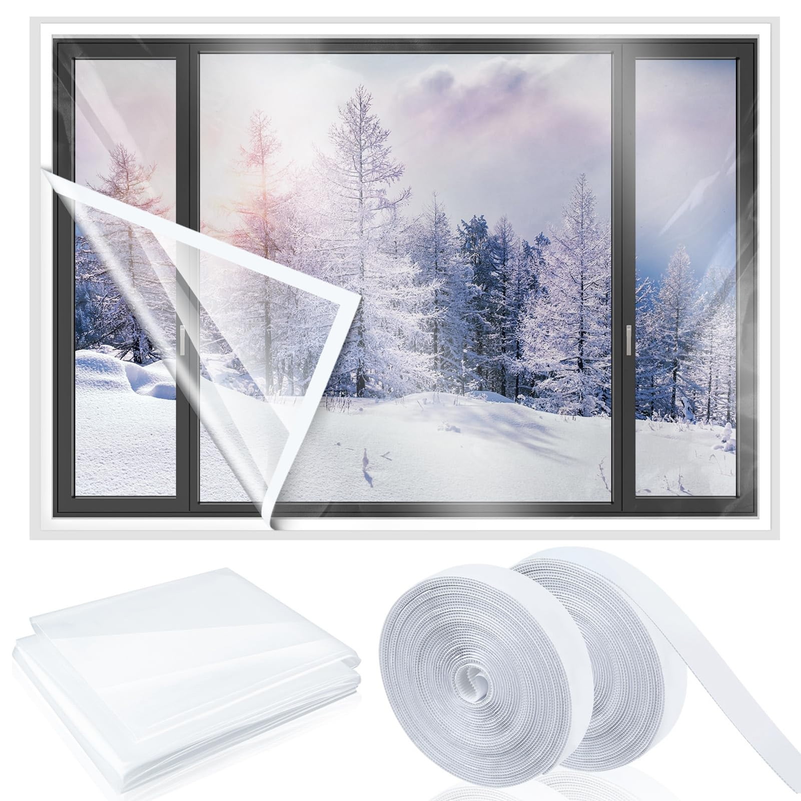 Wirlsweal Winter Windproof Window Insulation Kit Window Insulation Film Winter Windproof Thermal Indoor Plastic Curtain Window Insulation Kit