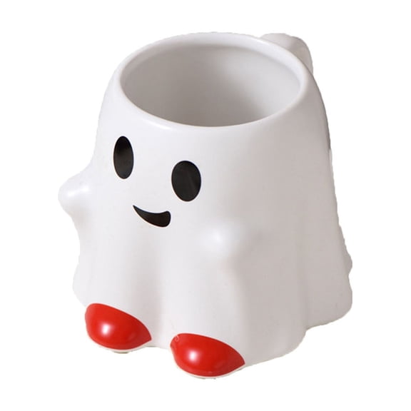 20 oz Halloween Ghost Mug Decorations Ceramic Cute Ghost Coffee Cup with Pumpkin Large Halloween Drinkware Gifts for Adults Kids