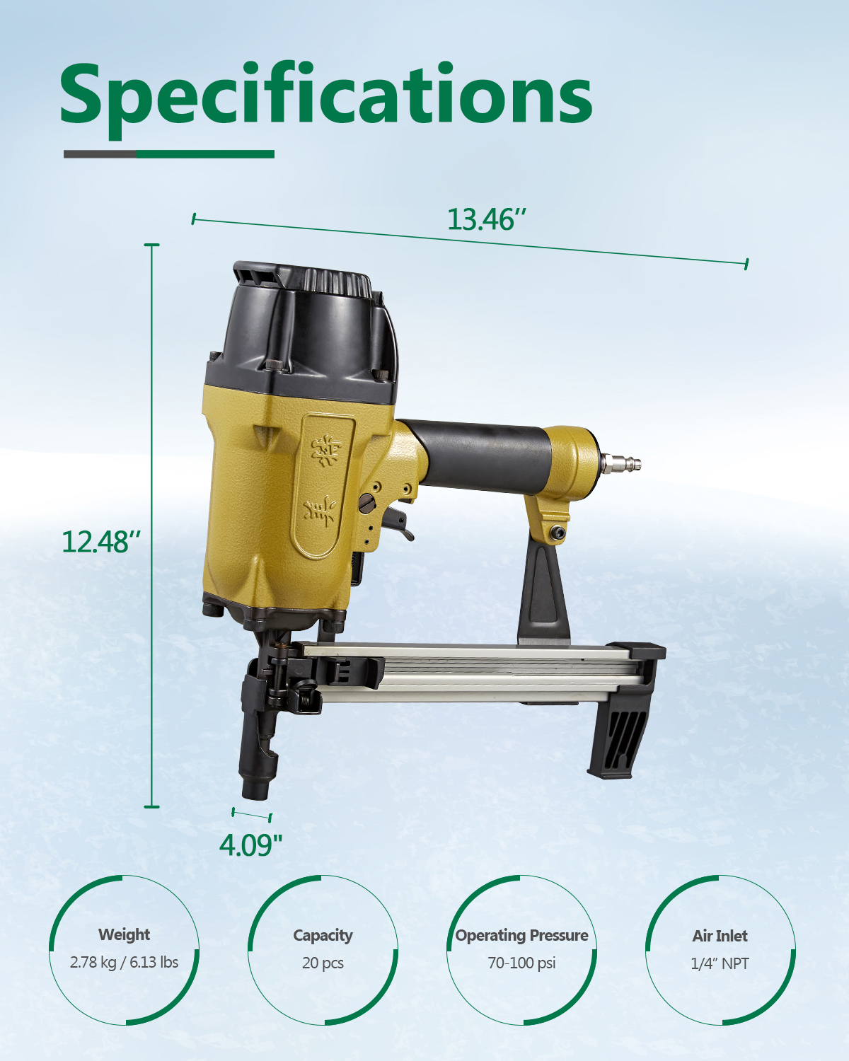 MEITE CS3025 Pneumatic Concrete and Steel Nail Gun 12 Gauge 1/2" to 1" Length Plastic Collated