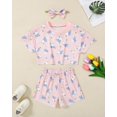 thumbnail image 6 of SANMIO Toddler Girl Clothes 18M-6T Toddler Girls Outfits Cute T-Shirt+Shorts+Headband 3Pcs Summer Baby Clothing Sets, 6 of 7