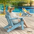 thumbnail image 7 of VINGLI Folding Adirondack Chair with Ottoman, Waterproof Plastic HDPE Firepit Chair for Outside with Hidden Footrests(Blue), 7 of 7