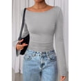 thumbnail image 4 of Camiseta corta de manga larga para mujer PRETTYGARDEN gris talla L, 4 of 8