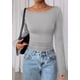 thumbnail image 4 of Camiseta corta de manga larga para mujer PRETTYGARDEN gris talla L, 4 of 8