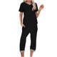 thumbnail image 1 of Traje de mujer de manga corta con cuello en V y pantalones cortos estampados Wmkox8yi  bvn1719, 1 of 7