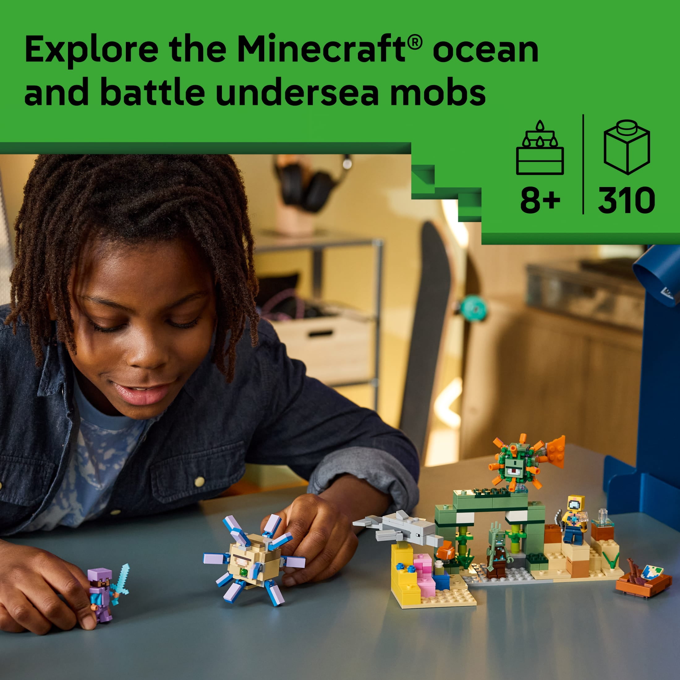 LEGO Minecraft Underwater Adventure - Building Toy for Boys & Girls, Ages 8+ - Minecraft Toys, Figures & Playsets - Gift for Kids & Gamers - 21598