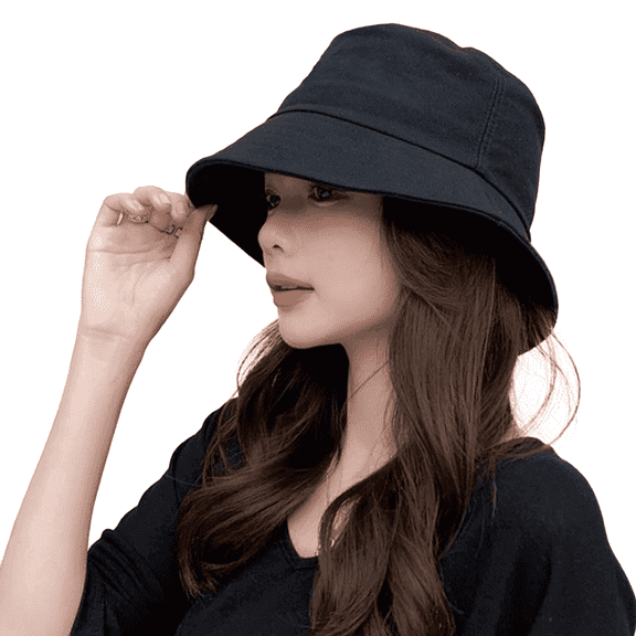 TELOLY Sun Hat Spring and Summer Solid Color Bucket Hat Simple Short Brim Hat Bucket Hats for Woman,Black