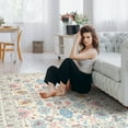 thumbnail image 6 of Balacho Floral Pattern Oriental Boho Faux Wool Area Rug, 6' x 9', Beige, 6 of 8