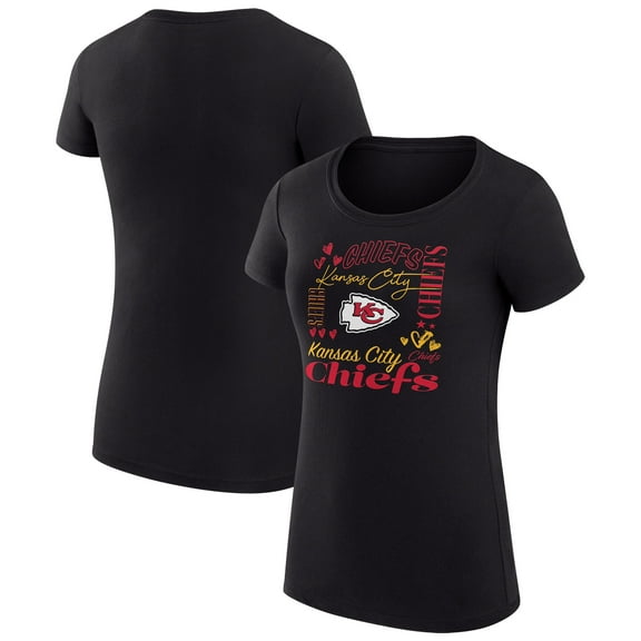 Women's G-III 4Her by Carl Banks  Black Kansas City Chiefs Super-Slim Fit Lightweight Collage Team T-Shirt