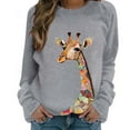 thumbnail image 4 of Puliio Women's Sweatshirts Fashion Giraffe Printing Crewneck Long Sleeve Pullover Sweatshirt Winte Drop Shoulder Casual Hoodie Plus Size Pullover Tops, 4 of 4