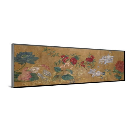 - Sprays of Blossoming Prunus, Chrysanthemums, Peonies, Hydrangea, Lotus, Further Flowers and Foliage Wood Mounted Print Wall Art By Jiang Tingzi (After)