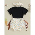 thumbnail image 5 of FEORJGP Toddler Baby Girls Easter Clothes Infant Summer Outfits Short Sleeve T-Shirt Carrot Print Shirt Crew Neck Tops and Elastic Shorts Headband Kids Cute Casual Daily Set, 5 of 8