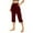 Wine, variant on Karight Pull On Capris for Women Dressy Casual Stretch Lightweight Capri Elastic High Waist Lounge Pants Summer