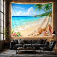 thumbnail image 6 of Palms Over a Tropical Beach with Seashells and Flowers, Serene Coastal for Beach Lovers, Seashell Wall Art, Hostess Gift, Tapestry Wall Hanging for Bedroom and Living Room, 6 of 7