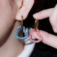 thumbnail image 3 of Mix Multicolor CZ Love Heart Charm Dangle Drop Hoop Earrings Boho Party Jewelry, 3 of 8