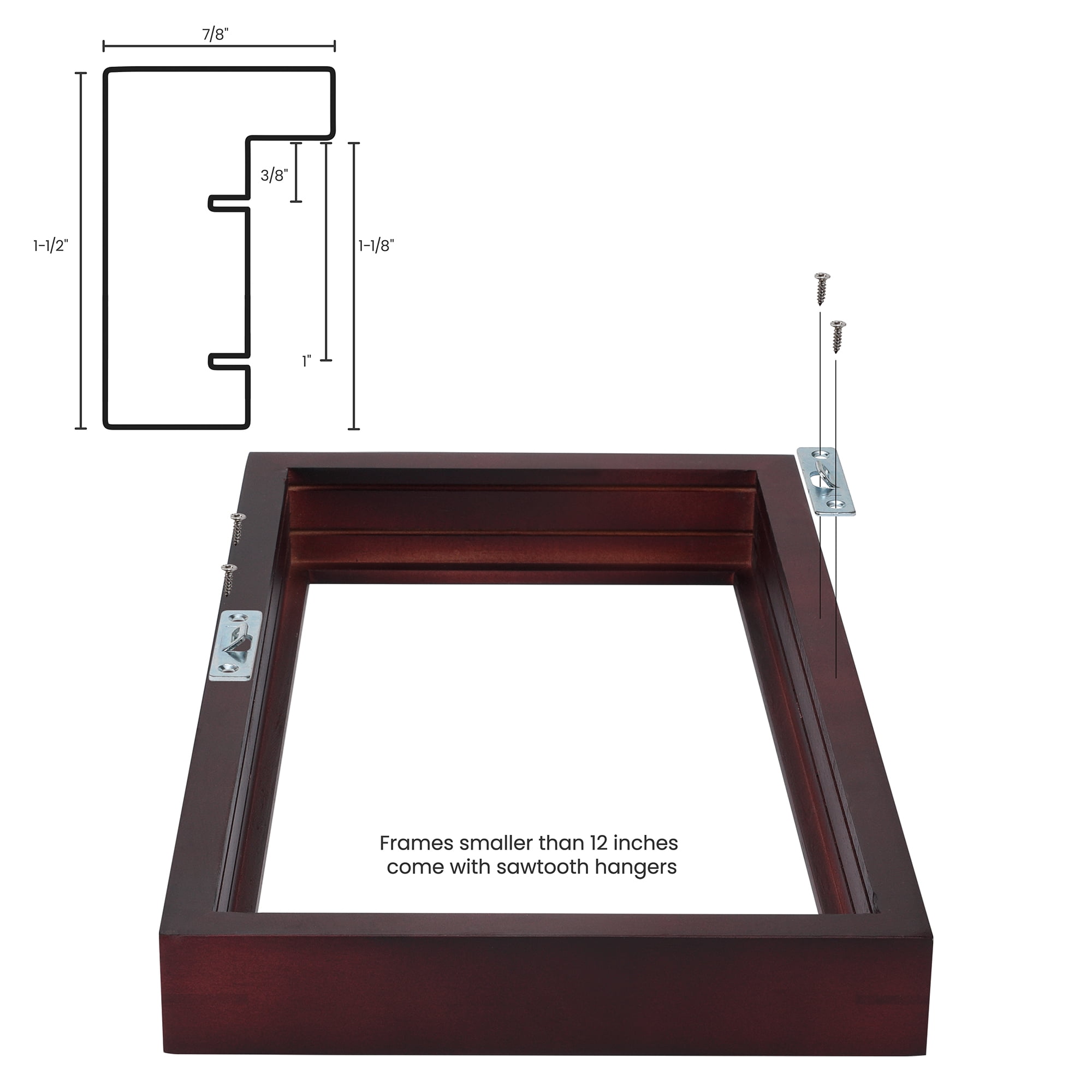 Ambiance Gallery Wood 1.5" Deep Picture Frames - 8x10" Mahogany Wood Frame, Shatter-Resistant Acrylic Glazing & MDF Backing, Horizontal or Vertical Wall Display