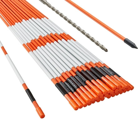 VEVOR 30 Pack 48" Driveway Markers Orange Snow Plow Stakes 0.4" Fiberglass Rod