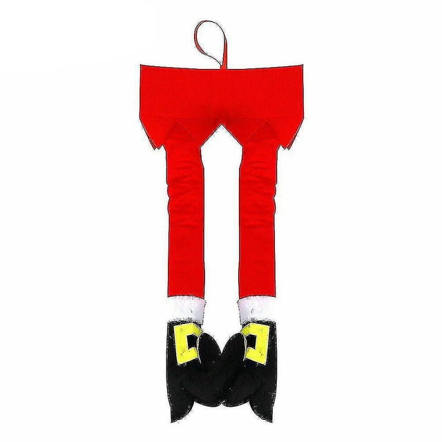 Adorno colgante de árbol de Navidad con patas de elfo de Papá Noel de felpa navideña, decoración de puerta
