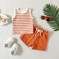 thumbnail image 2 of Sngxgn Toddler Baby Boy Clothes Long Sleeve Crewneck T-Shirt Top + Solid Pants Set Fall Outfits(Orange,90), 2 of 6