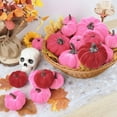 thumbnail image 5 of 7Pcs Assorted Artificial Velvet Pumpkins Small Decorative Foam Fabric Pumpkins for Fall Halloween Thanksgiving Table, 5 of 7