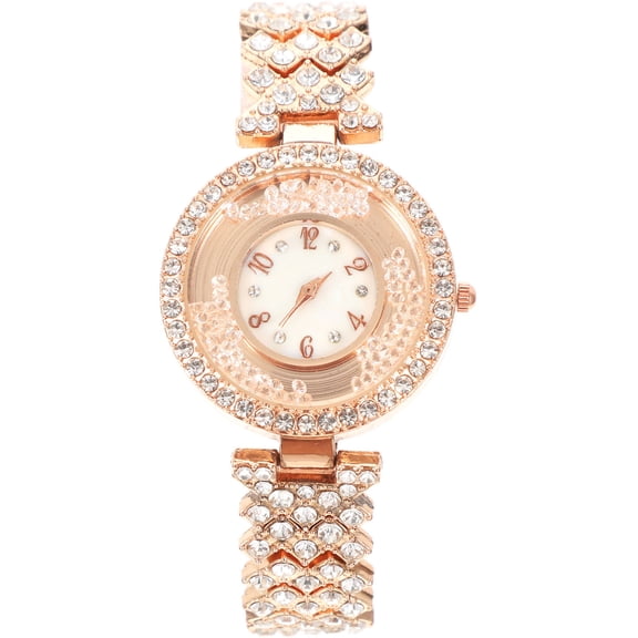 LOLIPPYY Elegant Rose Women's Quartz Watch with Sparkling Rhinestone Accents Stylish and Timepiece