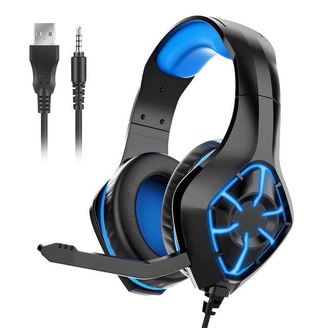 Écouteurs à Réduction de Bruit, Casque de Jeu Autour de l'Oreille avec Son Surround, Écouteurs Micro à Réduction de Bruit avec Lumières RVB