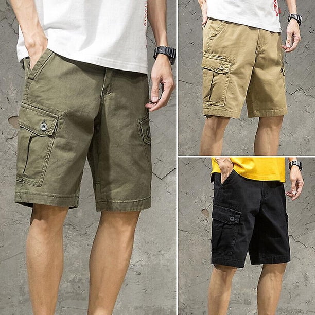 Pantalones cortos cargo para hombre Combat Twill Work Chino Longitud de la rodilla Pantalones de verano Bolsillos Reino Unido