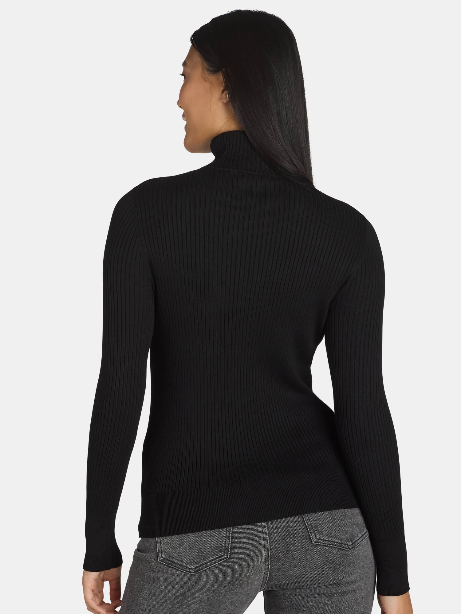 Time and Tru Women's Rib Turtleneck Sweater, Lightweight, Size XS-XXXL