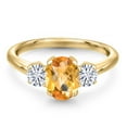 thumbnail image 3 of Gem Stone King 18K Yellow Gold Plated Silver Ring Checkerboard Citrine Moissanite (1.71 Cttw), 3 of 7
