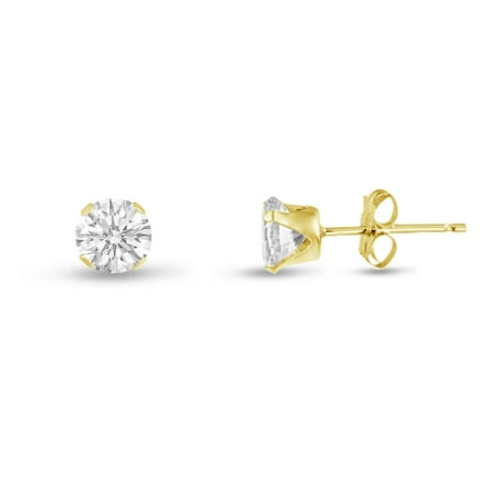 - Round 2mm 14k Gold Plated Sterling Silver Genuine White Topaz Stud Earrings, Free Gift Box included