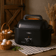 thumbnail image 3 of Sunvivi 24 Quart Electric Turkey Roaster Oven with Visible Glass Lid,Removable Pan & Rack, Stainless Steel，Black, 3 of 6
