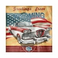 thumbnail image 1 of Wyoming Decorative Napkins Set of 4, Retro Design Illustration of Old Vintage Car and Greetings from Lettering USA, Silky Satin Fabric for Brunch Dinner Party, 18", Multicolor, by Ambesonne, 1 of 2