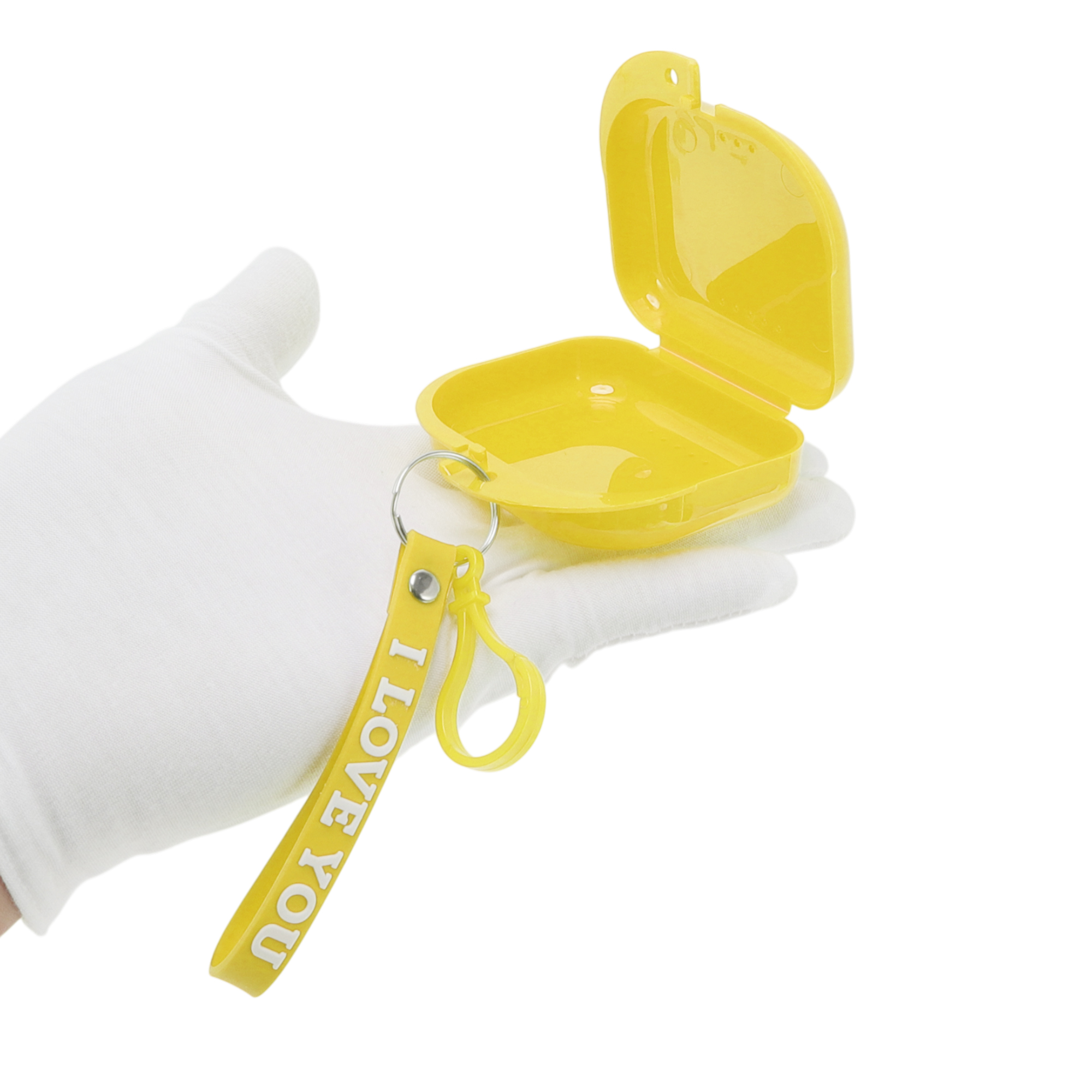 Unique Bargains Compact Braces Box with Lanyard 1 Pc Yellow