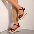 thumbnail image 5 of Wine Women'S Casual Round Toe Open Toe Wedge Sandals One-Strap Lightweight, 5 of 9