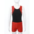 thumbnail image 3 of ranrann Kids Gymnastics Outfit Boys Dance Tumbling Leotard with Shorts Set Sleeveless Bodysuit 2 Red 12, 3 of 7