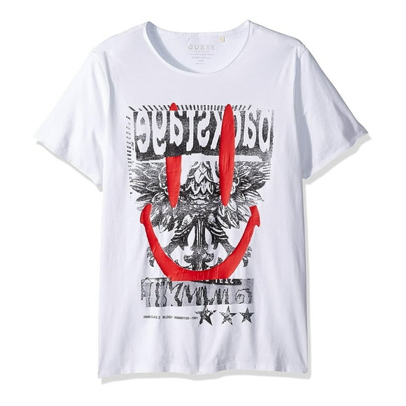 GUESS Mens Backstage Graphic T-Shirt, White, X-Large