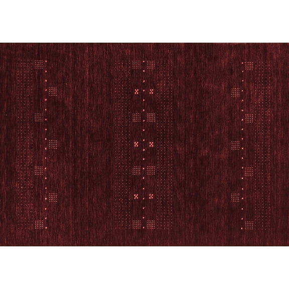 Ahgly Company Indoor Rectangle Abstract Red Contemporary Area Rugs, 5' x 7'