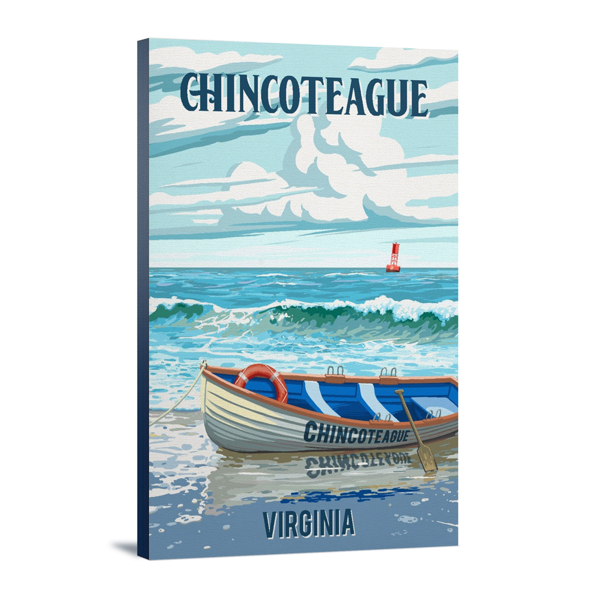 Chincoteague Island, Virginia, Lifeboat on Beach, (12x18 Wrapped Canvas