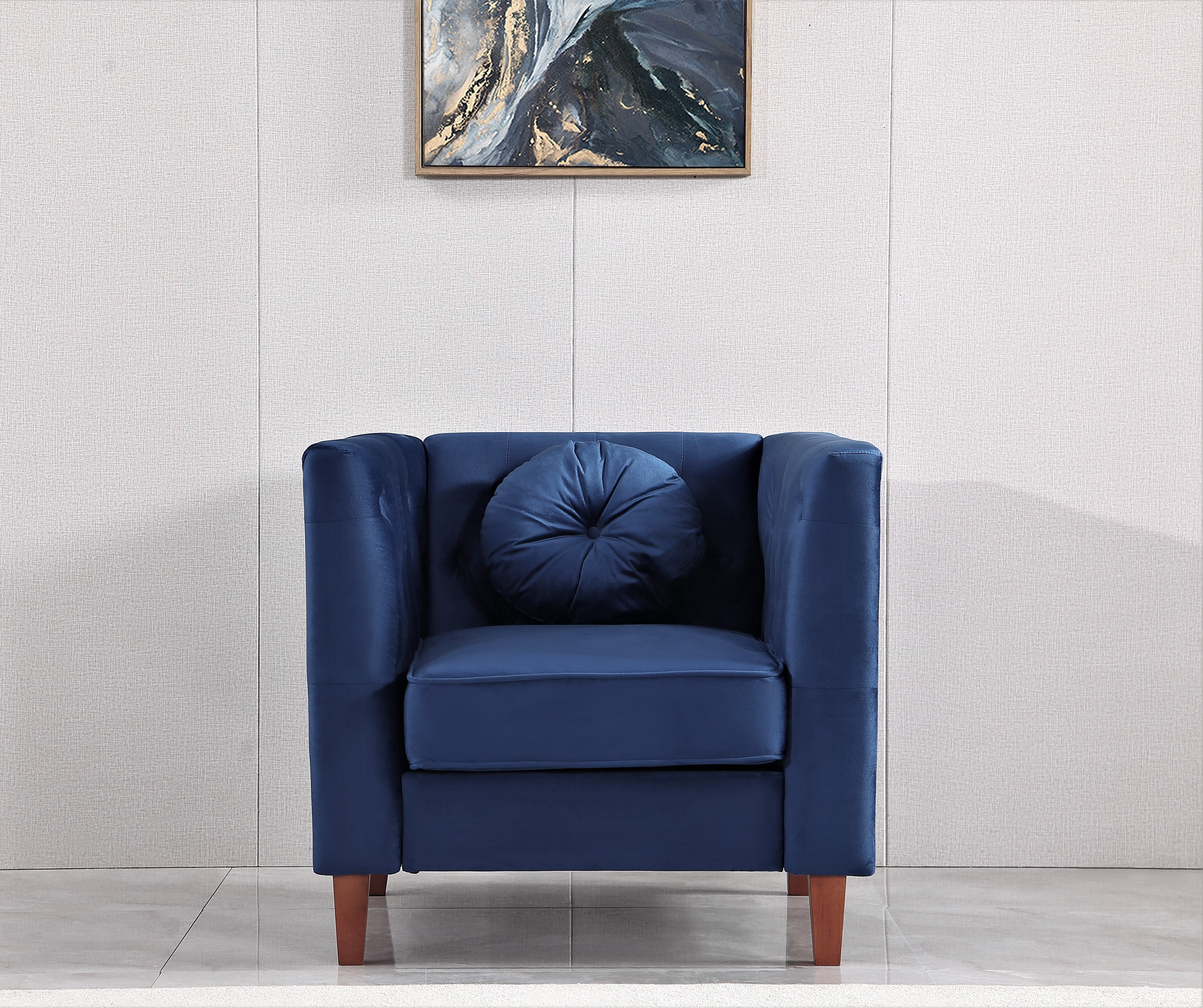 Uspridefurniture Fancher Kittleson Velvet Classic 3Pcs Living Room Set,Blue