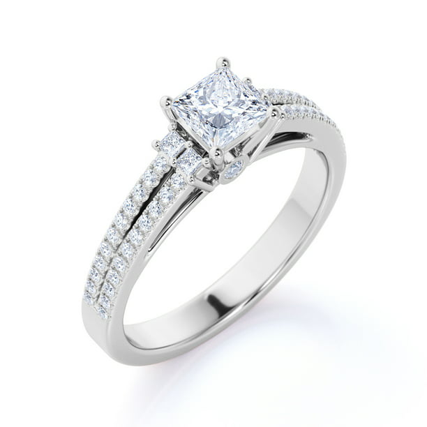 JeenMata - Stunning 1 Carat Princess Cut Diamond - Pave Ring - Antique ...