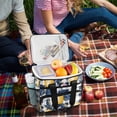 thumbnail image 5 of FORMRS Insulated Cooler Bag 24 Cans Capacity Soft Leakproof Lunch Box with Side Pockets, Beige Plaid Lemon, 5 of 7