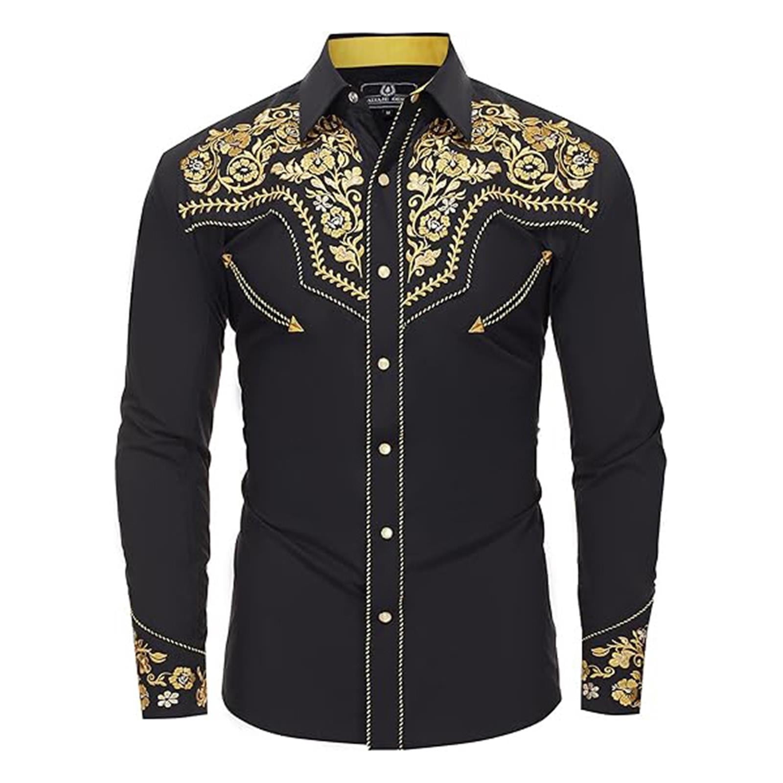 SHIXIAOO Chemises Western Cowboy pour Hommes Manches Longues