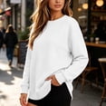 thumbnail image 6 of Casual Side Slit Pocket Sweatshirts for Women Crewneck Pullover Long Sleeve Loose Fit Weekend Wear Tops, 6 of 6